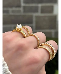 Suzy Levian Sterling Silver Cubic Zirconia Round Baguette Cluster Eternity Band