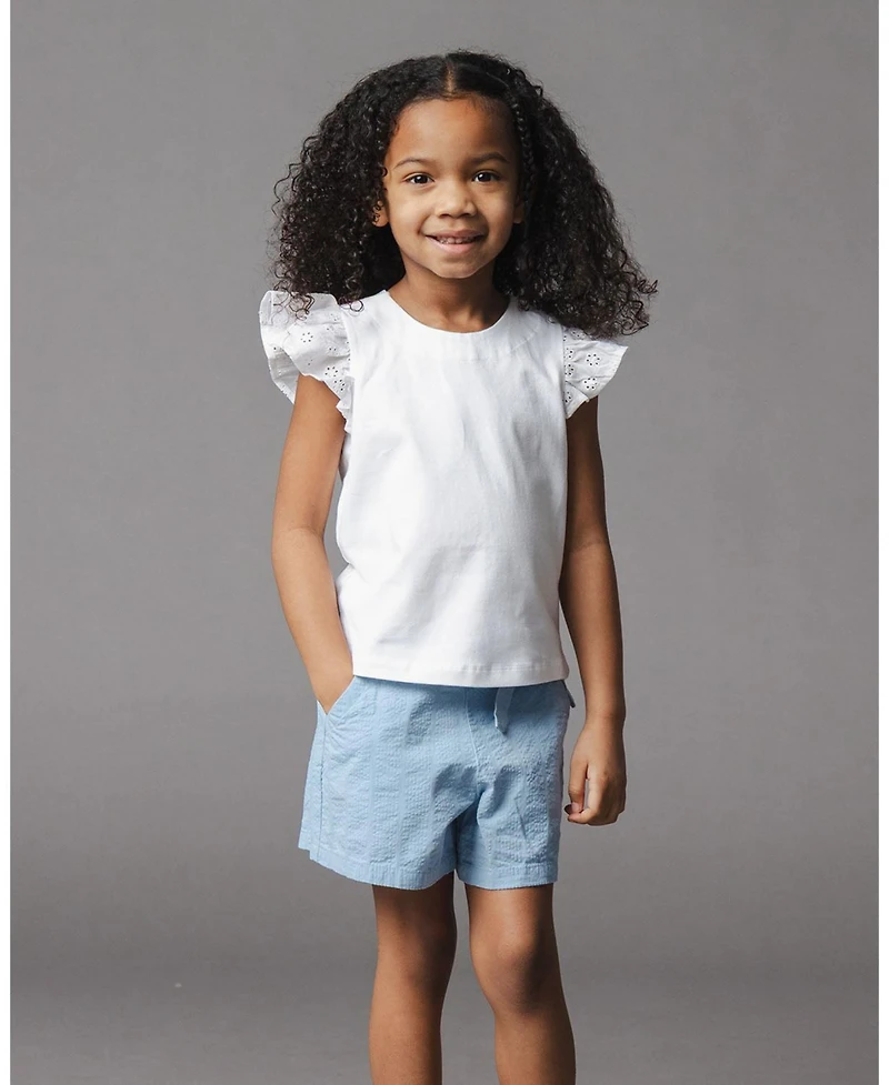 Hope and Henry Toddler Girl's Organic Seersucker Pull-On Short