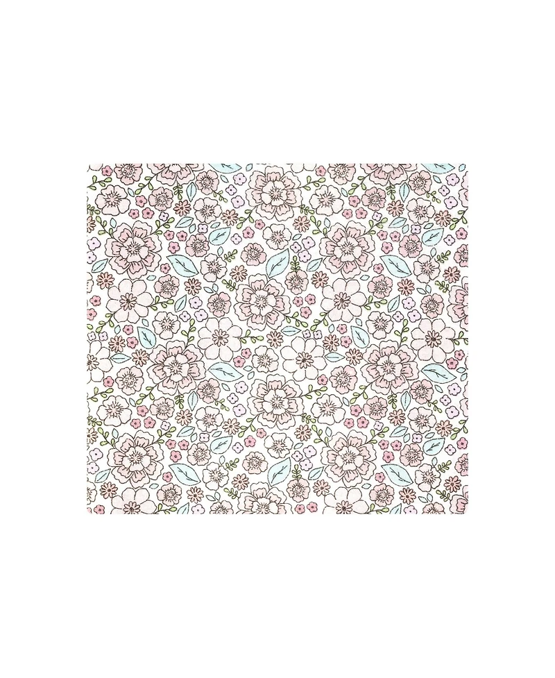 Hudson Baby Girl Cotton Poly Flannel Receiving Blankets Bundle, Outline Floral Soft Pink, One Size