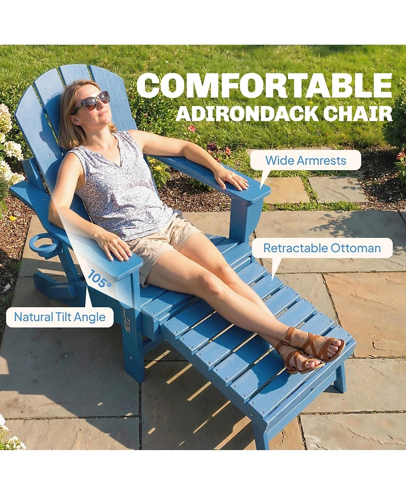 Outsunny Adirondack Chair Set of 2, Hdpe Fire Pit Chair with Cup Holder