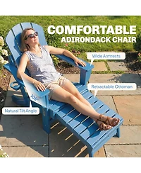 Outsunny Adirondack Chair Set of 2, Hdpe Fire Pit Chair with Cup Holder