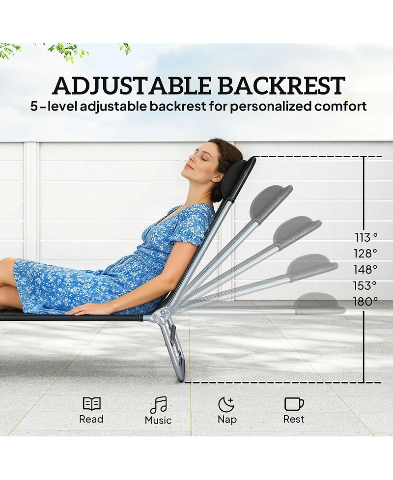 Outsunny 2-Piece Folding Chaise Lounge, Reclining Pool Chairs
