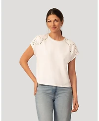 Cable & Gauge Women's and Scuba Cutout Drop Shoulder Top