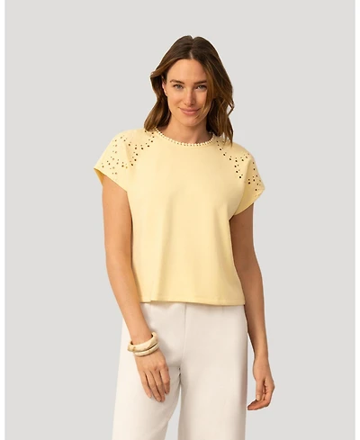 Cable & Gauge Women's and Scuba Cutout Drop Shoulder Top