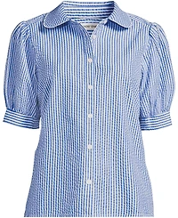 Lands' End Women's Seersucker Peter Pan Collar Shirt