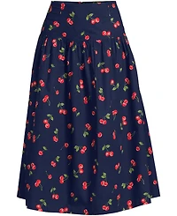 Lands' End Women's Poplin Drop Waist Midi Skirt