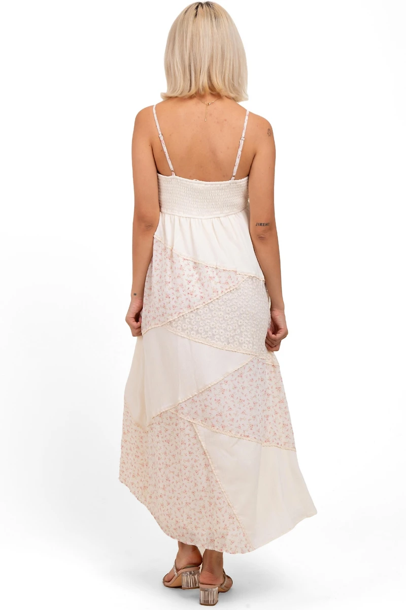 Pinkblush Maternity Cream Floral Sweetheart Neck Midi Dress