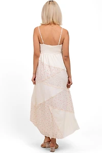 Pinkblush Maternity Cream Floral Sweetheart Neck Midi Dress