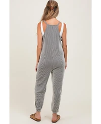 Pinkblush Maternity Charcoal Ribbed Sleeveless Jumpsuit