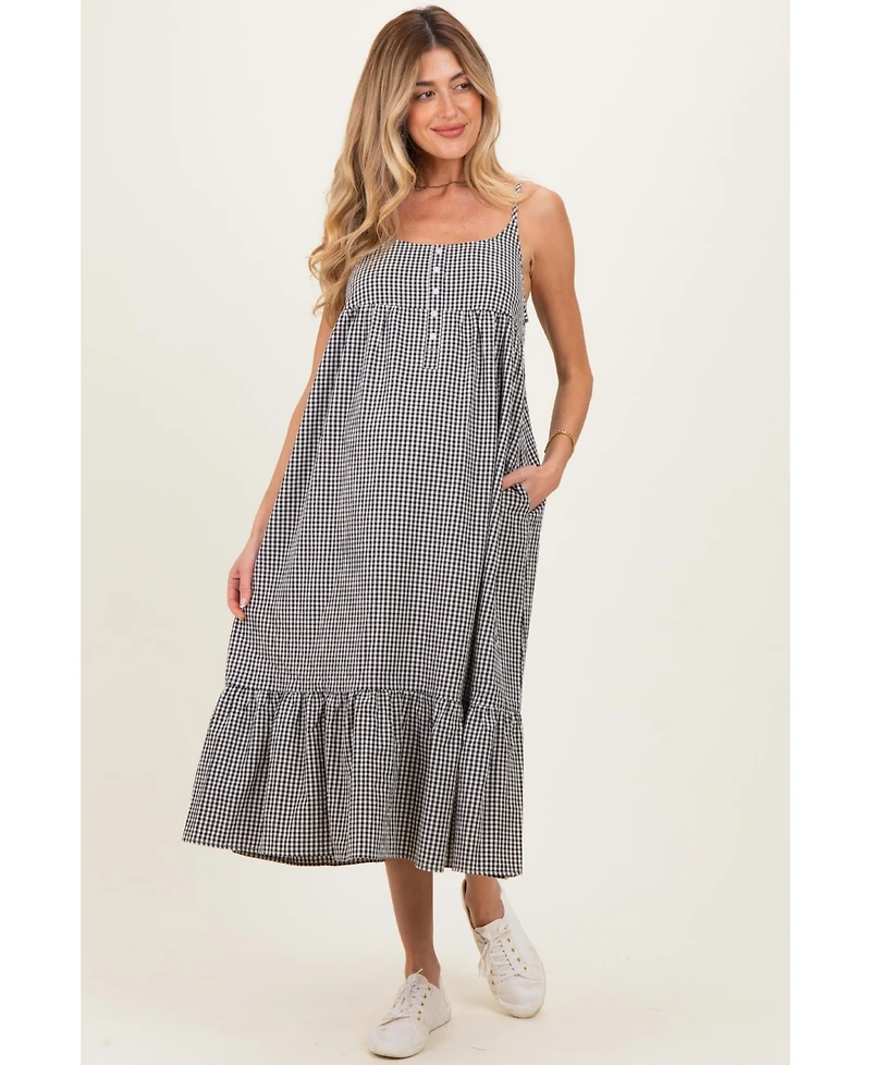 Pinkblush Maternity Black Gingham Sleeveless Midi Dress