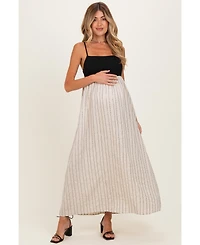 Pinkblush Maternity Black White Striped and Colorblock Maxi Dress