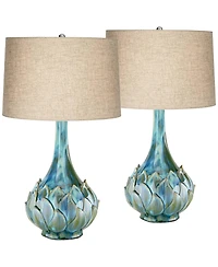 Possini Euro Design Kenya 29 1/2" Tall Modern End Table Lamps Set of 2 Ceramic Living Room Bedroom (Colors May Vary)