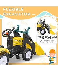 Aosom Ride-On Kids Bulldozer with Real Working Dirt Bucket,