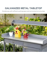 Outsunny Potting Bench Prep Table with Faucet, and Storage,
