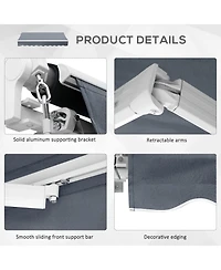 Outsunny 10' x 8' Manual Retractable Awning Sun Shade Shelter, Dark