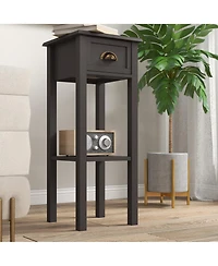 Homcom 2-Tier Side Table with Drawer Shelf for Living Room, Light