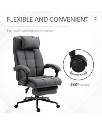 Vinsetto Reclining Office Chair Swivel Chair Footrest Linen-Feel Dark
