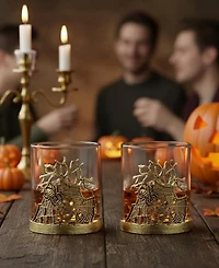 The Wine Savant Gold Spider Whiskey Glasses, Set of 2