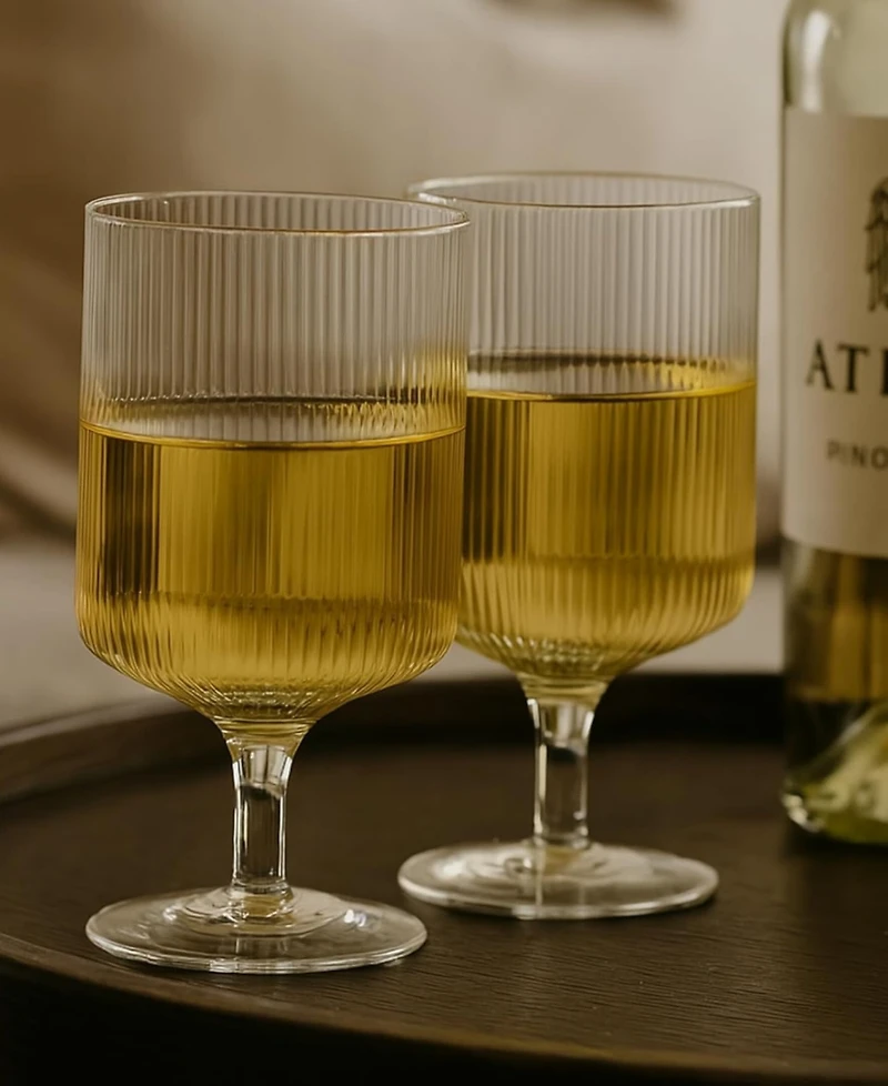 The Wine Savant Ribbed Goblet Glasses, Set of 2