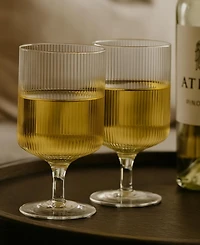 The Wine Savant Ribbed Goblet Glasses, Set of 2