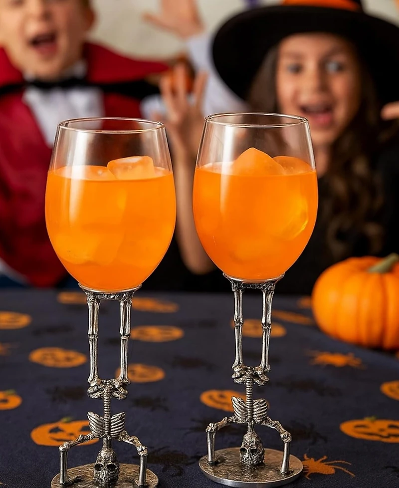 The Wine Savant Upside Down Skeleton Wine Glasses, Set of 2