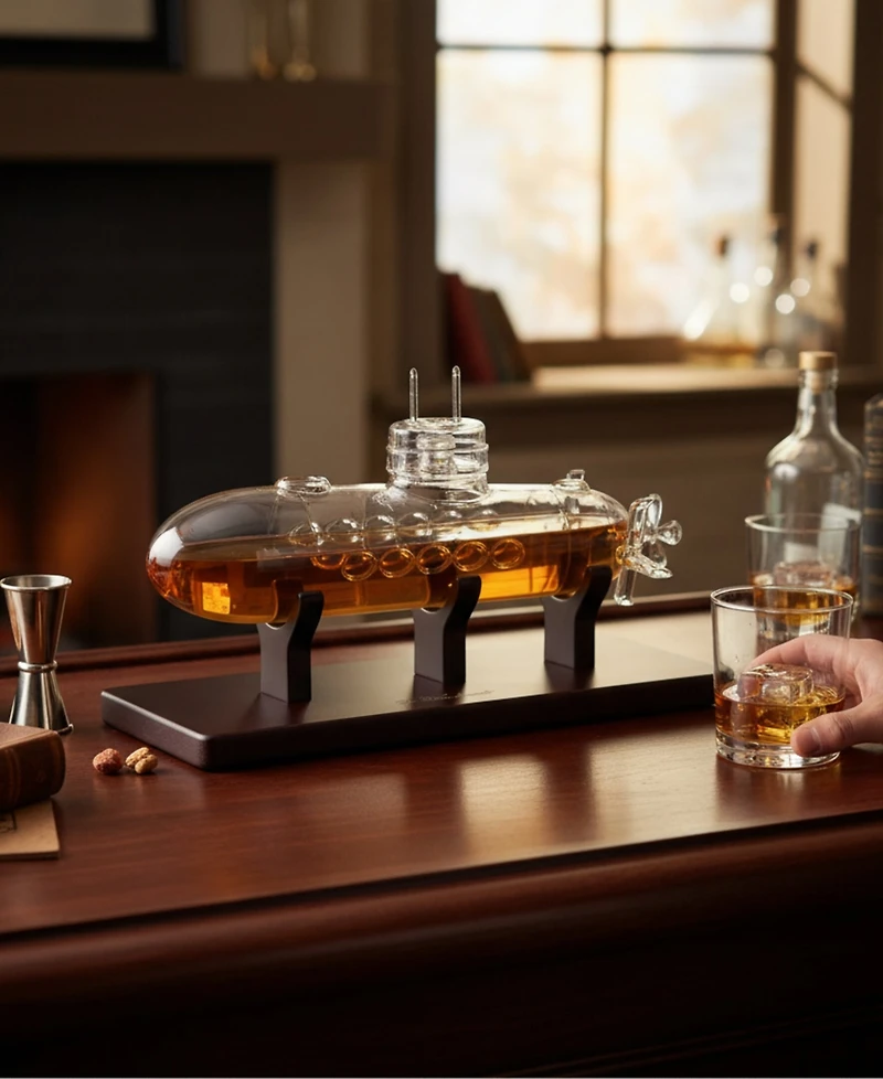 The Wine Savant Submarine 2-Pc. Whiskey Decanter Set