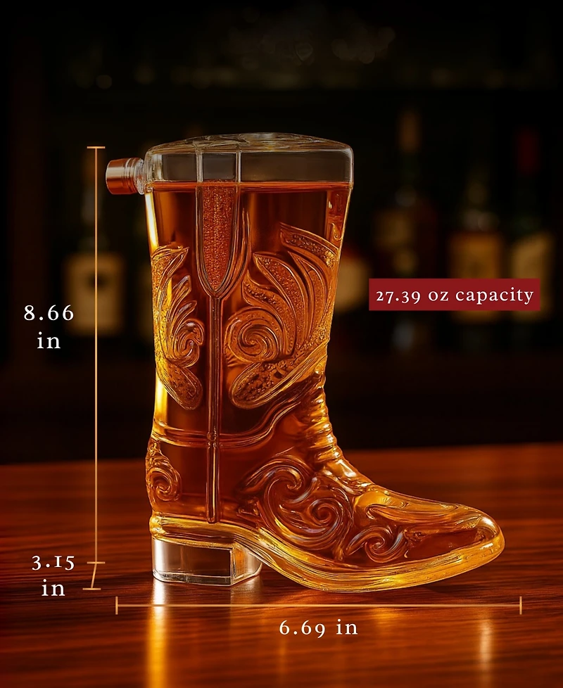 The Wine Savant Western Cowboy Boot 27 oz. Glass Decanter