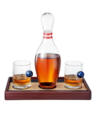 The Wine Savant Bowling Pin 3-Pc. Whiskey Decanter Set