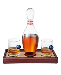 The Wine Savant Bowling Pin 3-Pc. Whiskey Decanter Set