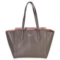 Pre-Owned Gucci Pink Grey Pebbled Calfskin Medium Swing Tote