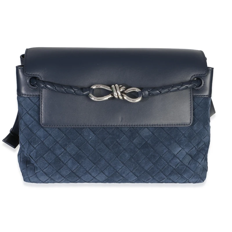 Pre-Owned Bottega Veneta Neptune Intrecciato Suede Andiamo Messenger Bag