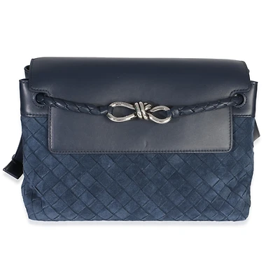 Pre-Owned Bottega Veneta Neptune Intrecciato Suede Andiamo Messenger Bag