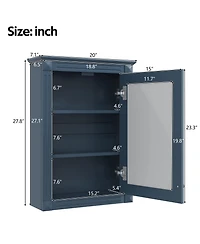Busdays 20 Inch Wall Mounted Bathroom Storage Cabinet with Mirror Medicine Cabinet Adjustable Shelf Over Toilet Space Saver
