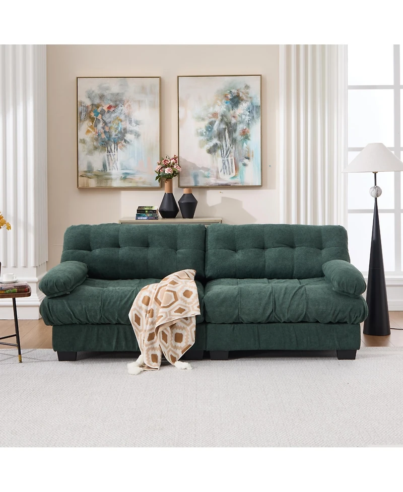 Rainsken 88" Cloud Loveseat Sofa, Modular Sectional Modern Oversized Sleeper Couch with Armrests and Pillows, Deep 2-Seat for Living Room
