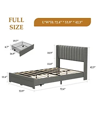 gaomon Velvet Wingback Platform Bed with 2 Storage Drawers Upholstered Bed Frame, Wooden Slats, No Box Spring Needed