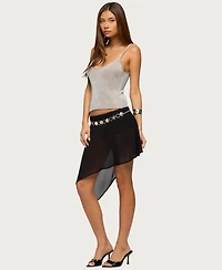 Edikted Women's Irenah Asymmetric Sheer Chiffon Midi Skirt