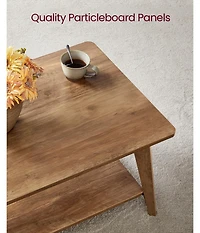 Slickblue 2 Tier Coffee Table with Storage Rounded Edge Living Room Table