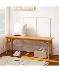 Sugift 48 in Acacia Wood Two-Person Outdoor Bench with Slatted Seat