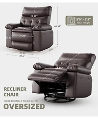 Gaomon Manual Swivel Recliner Sofa Chair with Side Pocket for Living Room, Bedroom