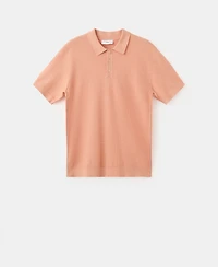 Mango Men's Microstructure Fine-Knit Polo Shirt