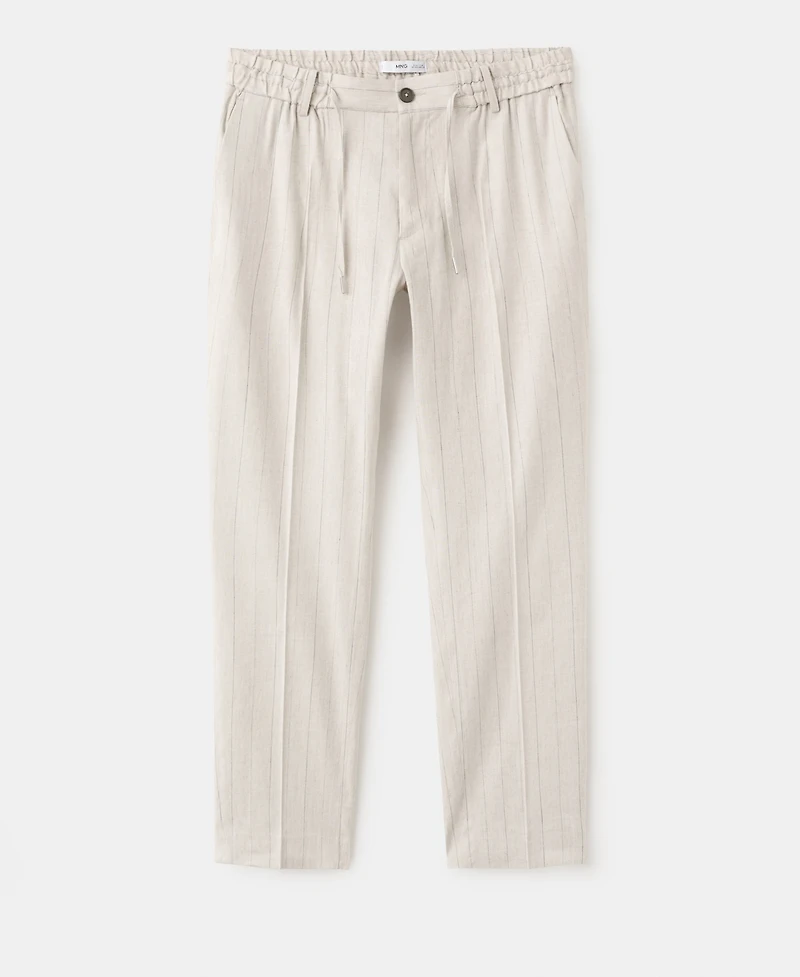 Mango Men's Striped Slim-Fit Linen Pants
