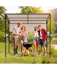 Gymax 7.8 x 4.4 Ft Grill Gazebo Outdoor Patio Bbq Canopy w/ Metal Shelves for Backyard