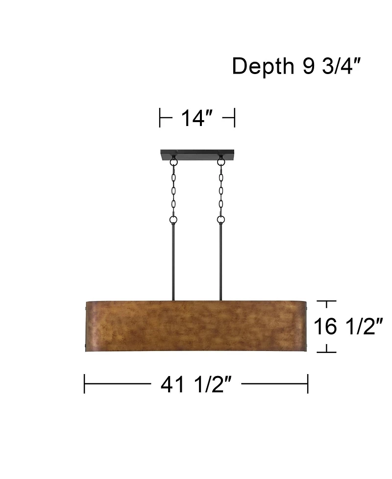 Possini Euro Design Julian 41 1/2" Farmhouse Rustic Pendant Chandelier Ceiling Light Fixture Dining Room Over Table Kitchen Island Linear Bronze
