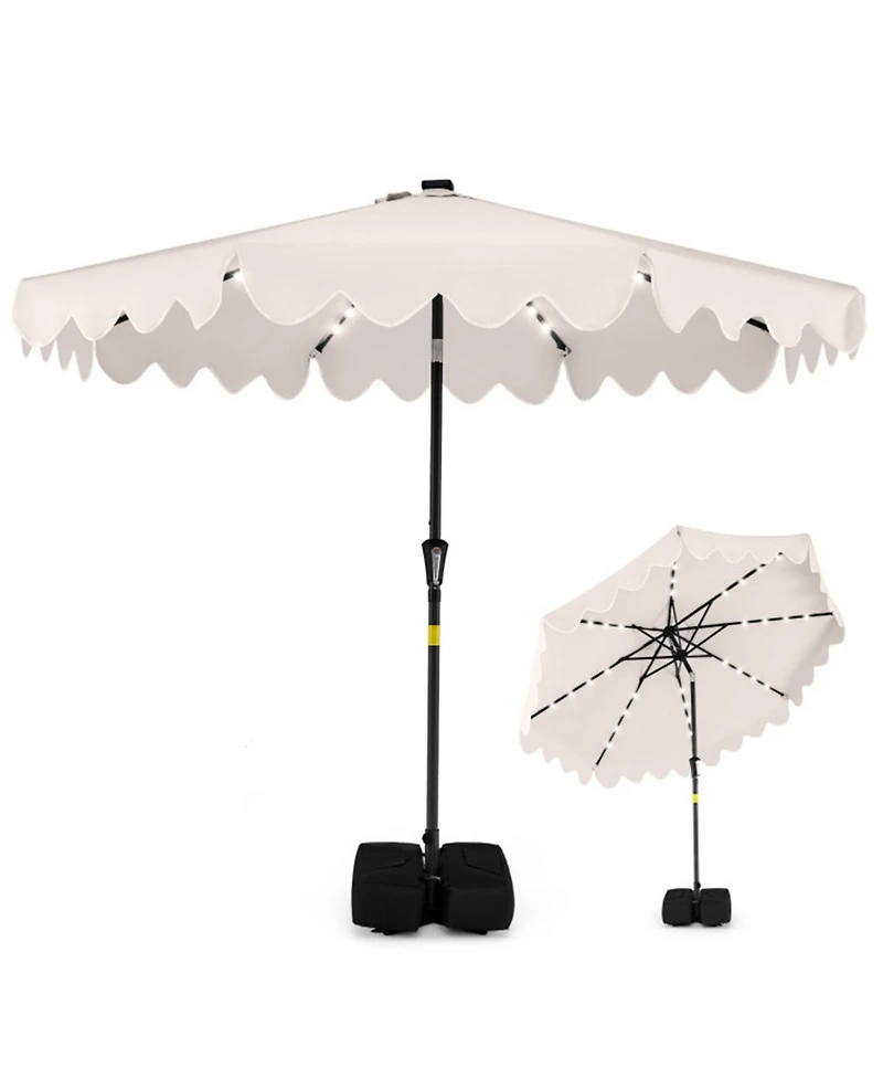 Clihome Outdoor Patio Umbrella with Solar Led Lights and Weighted
