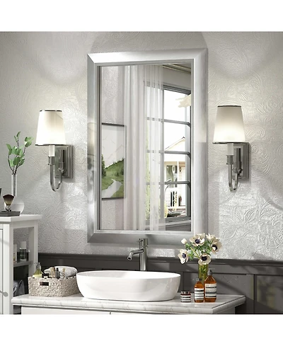Apmir 24" x 36" Inch Thick Metal Framed Wall Mirrors for Bedroom