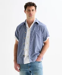 Lucky Brand Mens San Gabriel Printed Short Sleeve Shirt 410 Fenwick Wash Athletic Straight Stretch Jean