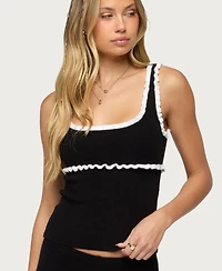 Edikted Women's Saffra Contrast Ruffle Knit Top