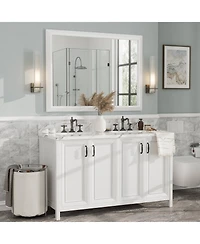 Apmir 48" x 36" Inch Thick Metal Framed Wall Mirrors for Bedroom