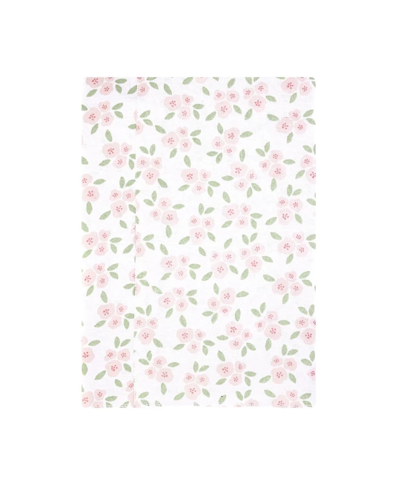 Hudson Baby Girl Cotton Poly Flannel Burp Cloths -Pack, Sweet Little Floral
