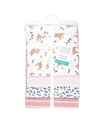 Hudson Baby Girl Cotton Poly Flannel Receiving Blankets 4-Pack, Loves Me Deerly, One Size